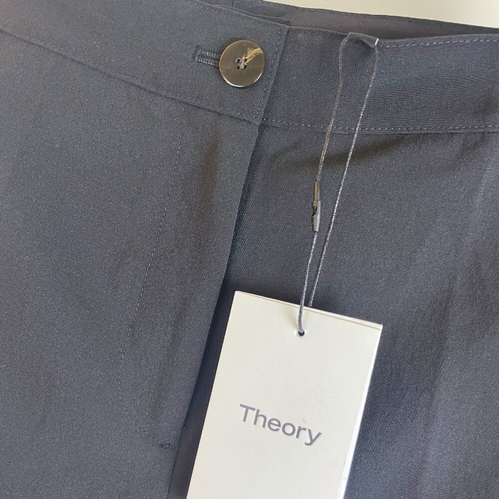 Theory flat front cargo straight leg black pants sz 00 - Picture 8 of 10